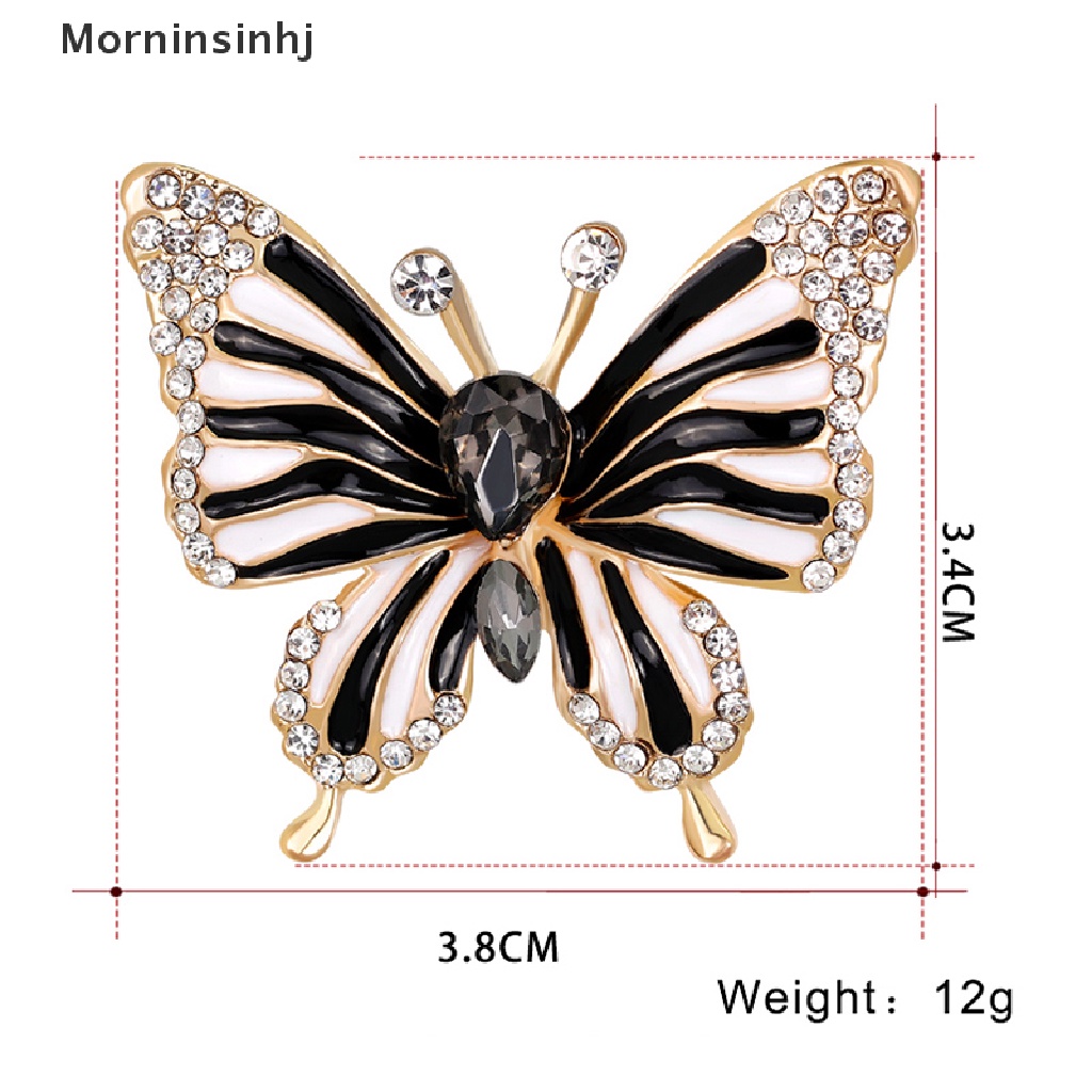 Mornin Fashion Hitam Kupu-Kupu Bros Butterfly Kristal Bros Aksesoris Elegan Pin id