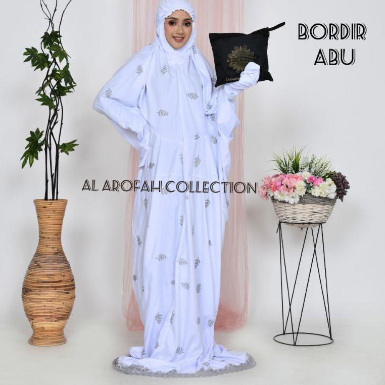 TERLARIS Mukena Lajuran Daily Tropical Mukenah Terusan Dewasa Bordir Rukuh Langsungan Bordir Jumbo P