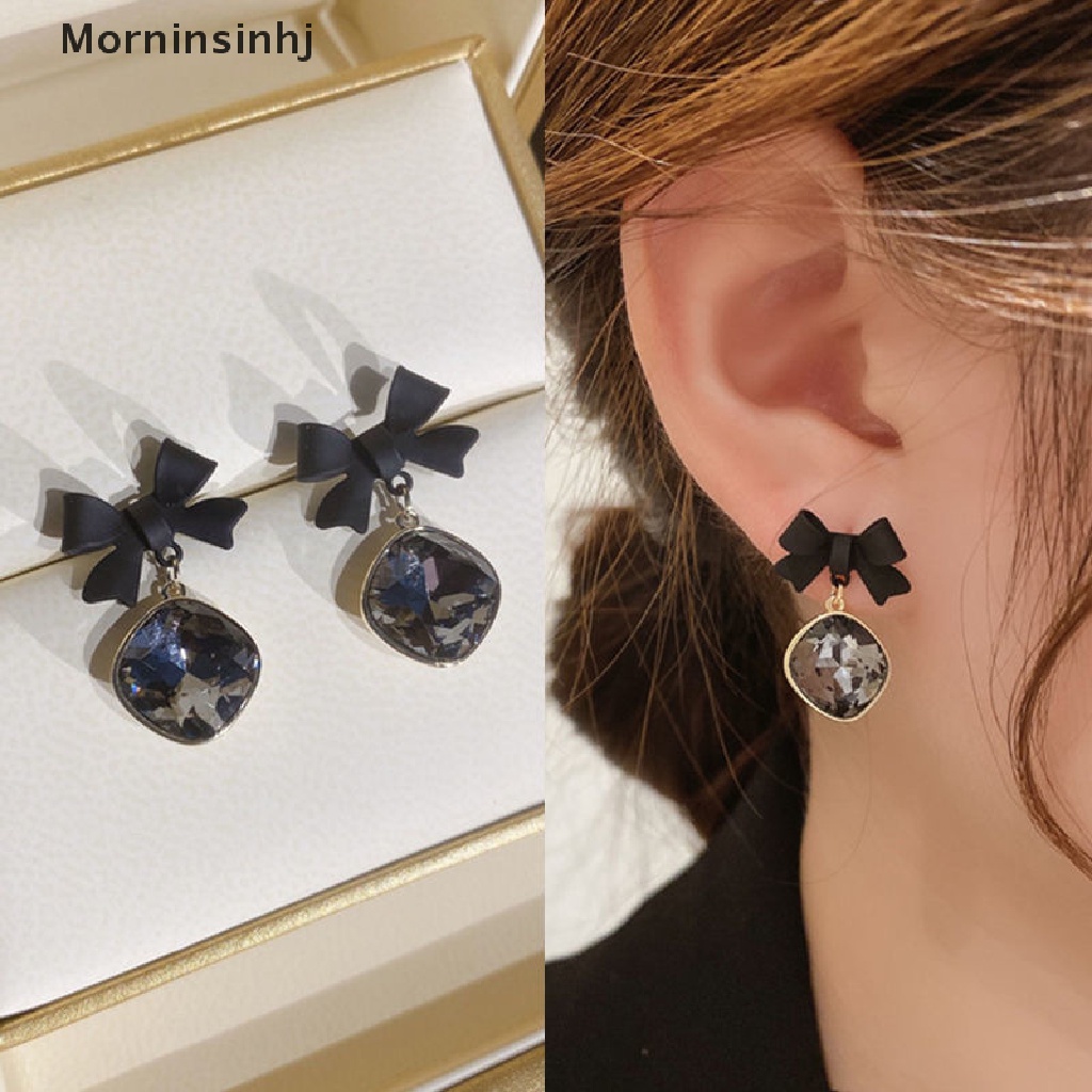 Mornin 1pasang Perhiasan Mystic Hitam Busur Menjuntai Anting Untuk Wanita Statement Square Earrings Pesta Wanita Hadiah Ulang Tahun Pesona Perhiasan id