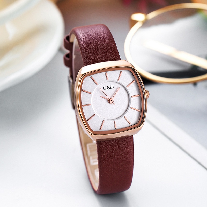Korean fashion watch waterproof leather strap female watch