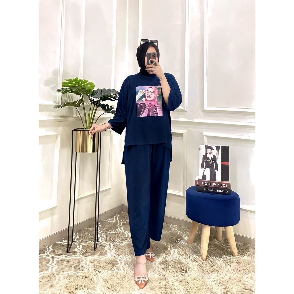 SET Wanita Hijab Airflow Jumbo Elegan Sablon Viral