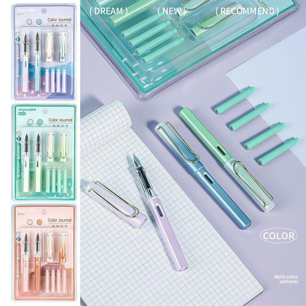 R-flower Fountain Pen Kreatif Alat Tulis Melamun Gradien Warna Hadiah Tinta Biru Mahasiswa Gel Pulpen