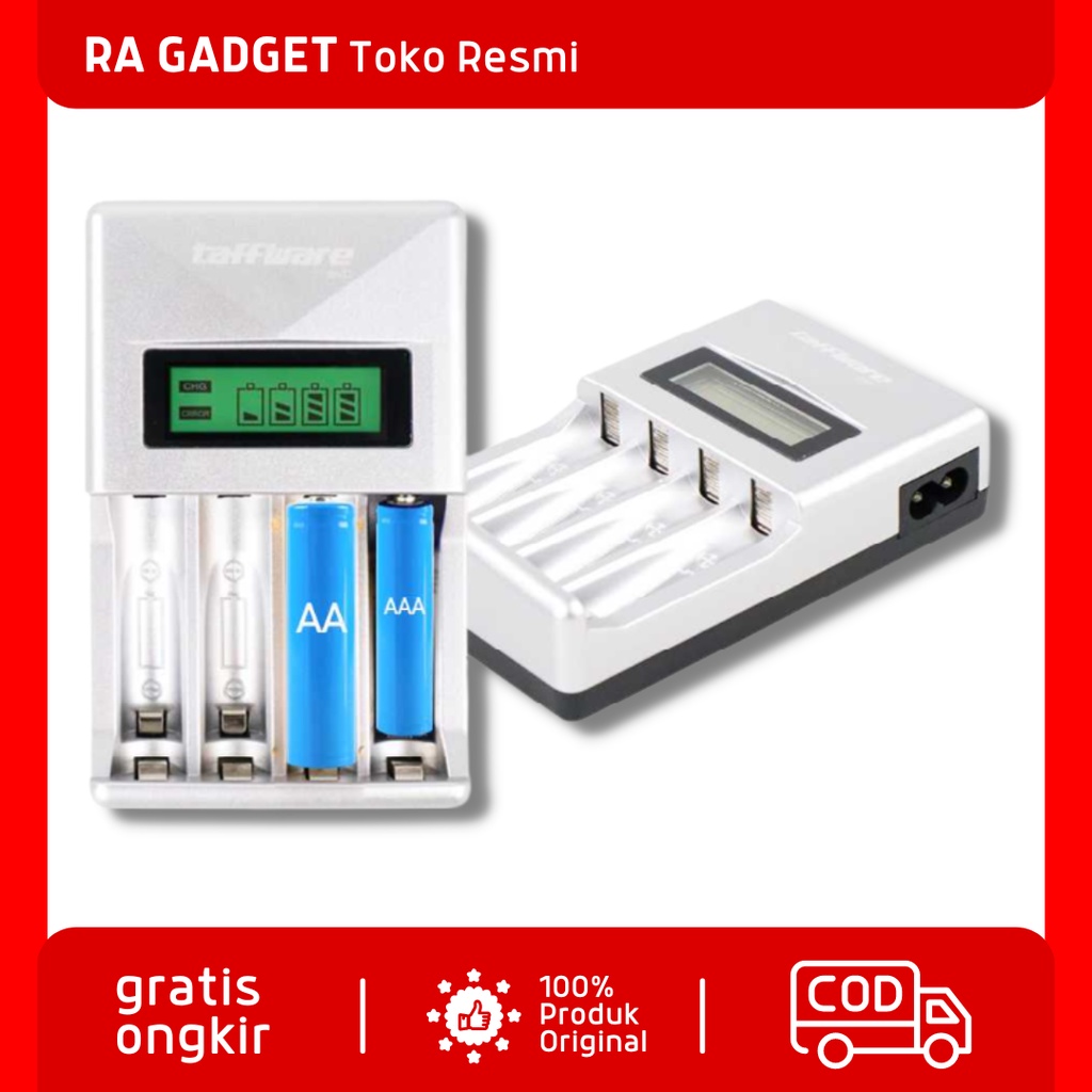 Charger Baterai 4 Slot LCD Display for AA AAA NiMh NiCd / Alat Charger Baterai Batre AA Jam Dinding 