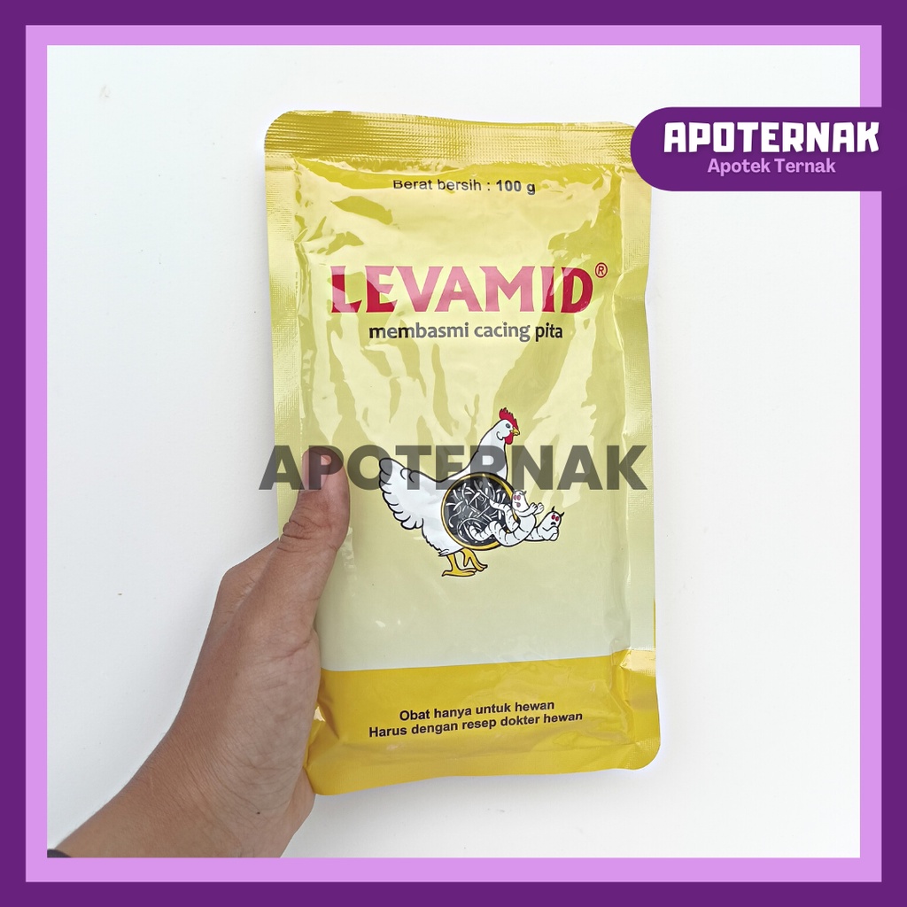 LEVAMID 100 gr | Obat Pembasmi Cacing Pita Gilik Ayam Burung Unggas Hewan