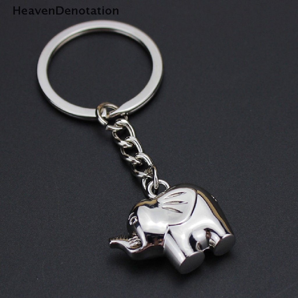 [HeavenDenotation] Fashion Indah Pet Gantungan Kunci Gajah Keyrings Warna Perak Gold Alloy Key Chain HDV