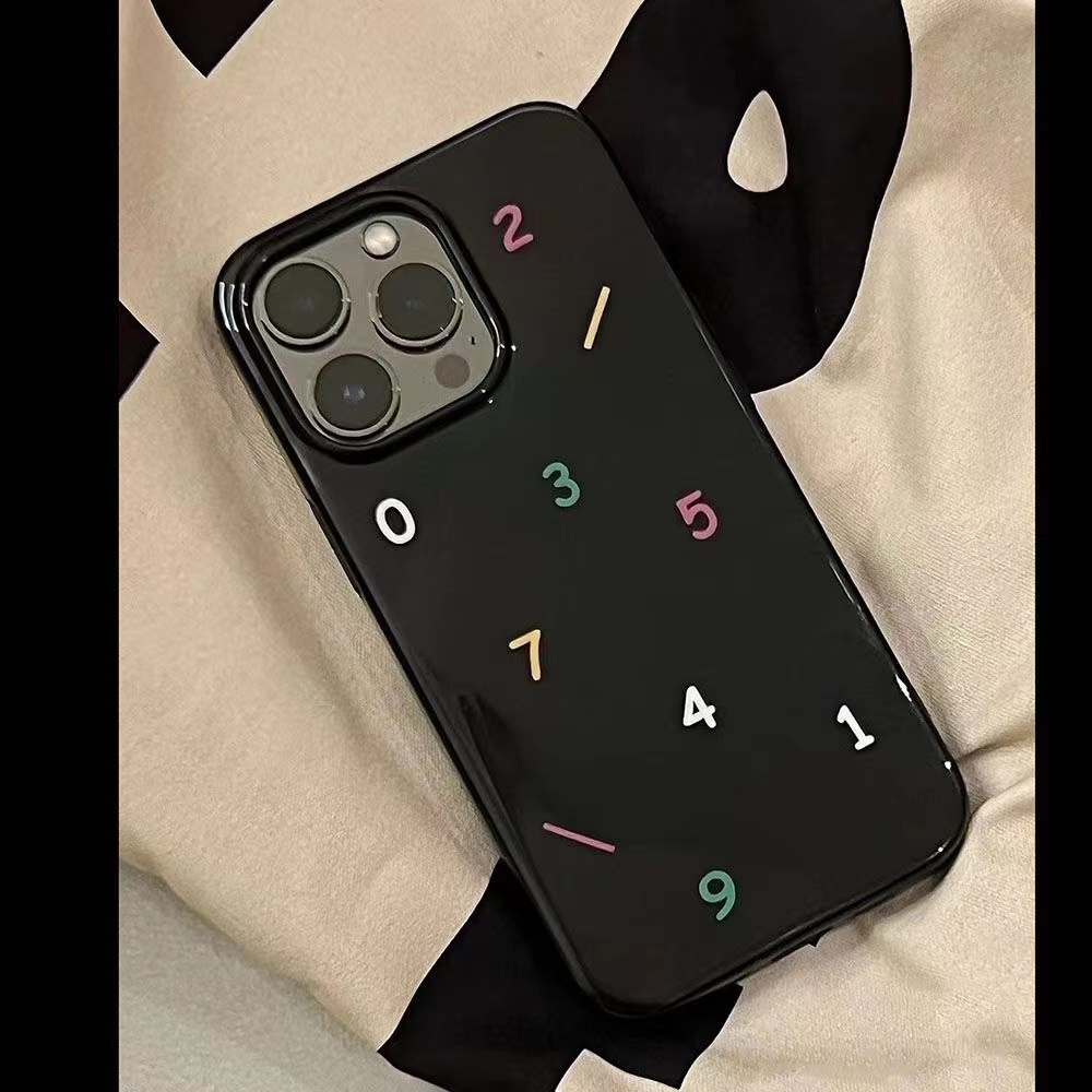 IPHONE Ins Pola Digital Cocok Untuk Iphone14 14pro 14plus 13 13mini 13pro 13prm iPhone12 7Plus 8Plus Xr XS 13 12mini Pro Max Empat Sudut Casing Ponsel Tahan Guncangan