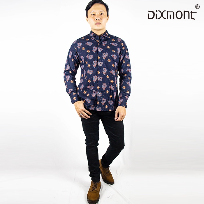 Dixmont Kemeja Pria Batik Panjang Hem BL01022