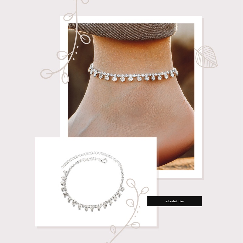 Stonefans Fashion Water Drop Gelang Kaki Berlian Imitasi Rantai Kaki Untuk Wanita Sunmmer Pantai Kristal Kaki Gelang Kaki Sandal Perhiasan