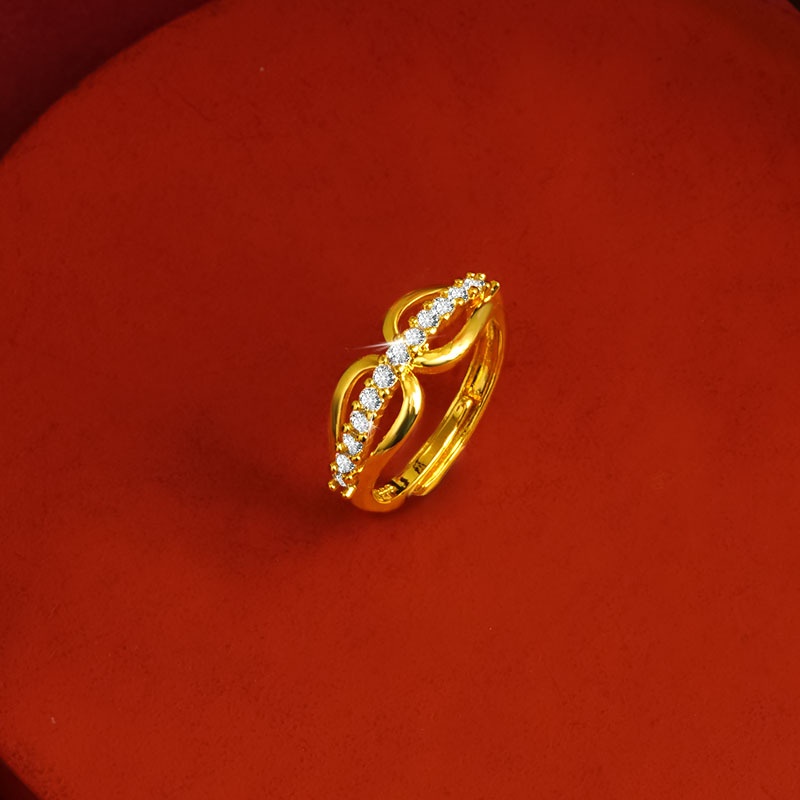 Goldkingdom Fashion Perhiasan 24 K Bangkok Aksesoris Ready Stock Indah Micro Berlian Bertatahkan Adjustable Cincin Wanita Hadiah Hari Valentine
