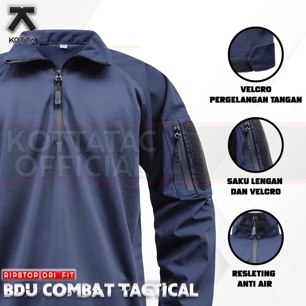 KAOS BDU DRYFIT TAD NAVY - KAOS BDU COMBAT PRIA LENGAN PANJANG NAVY -  KAOS TACTICAL PRIA  - BDU JERSEY DRYFIT - BAJU BDU LENGAN PANJANG BIRU DONGKER