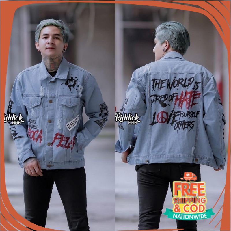 JAKET JEANS NEW BREND DENIM UNISEX/ Jaket Denim Lepis Gafiti Keren Dewasa Terbaru Robek Premium | Ja
