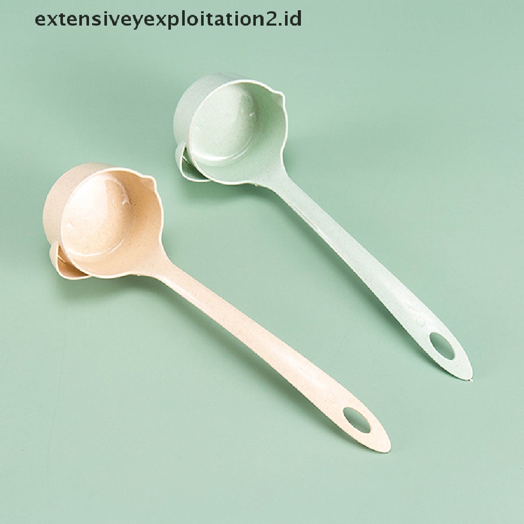 {NEW} 1pc Sendok Sup Gagang Jerami Gandum Sendok Pemisah Minyak Sup Colander Spoon.