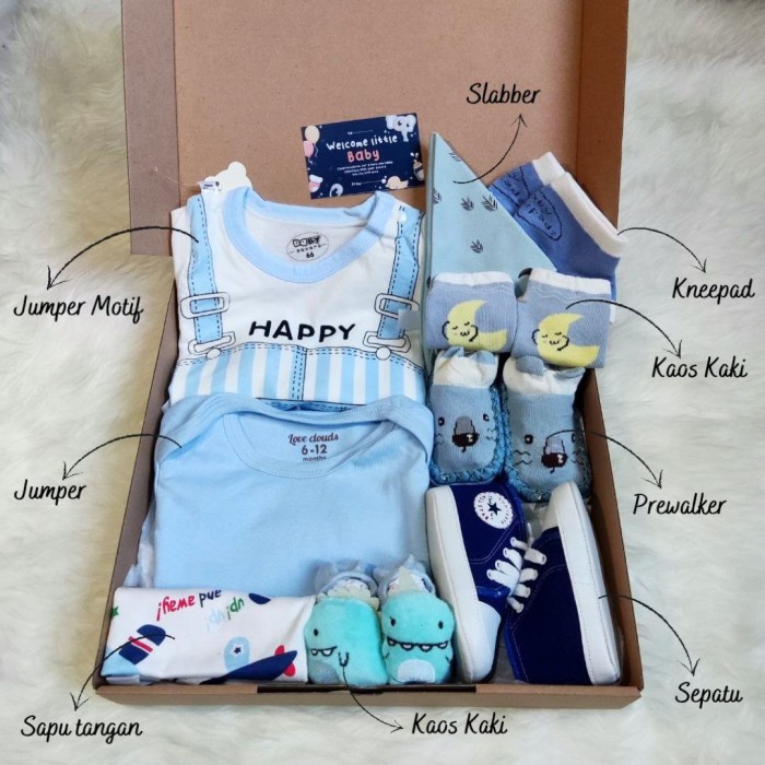 

(COD) Paket Premium Hampers New Born Baby | Kado Hadiah Lahiran Bayi - Premium Biru