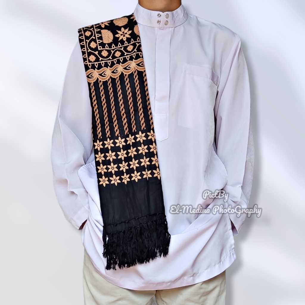 Sorban Rida Solo Panjang Jumbo Putih Motif Batik Kasmiri Printing Grade A Sorban Putih Sorban Haji Sorban Imamah Sorban Arab Sorban India Pashmina Panjang Jummbo Serban Habib Serban Arida