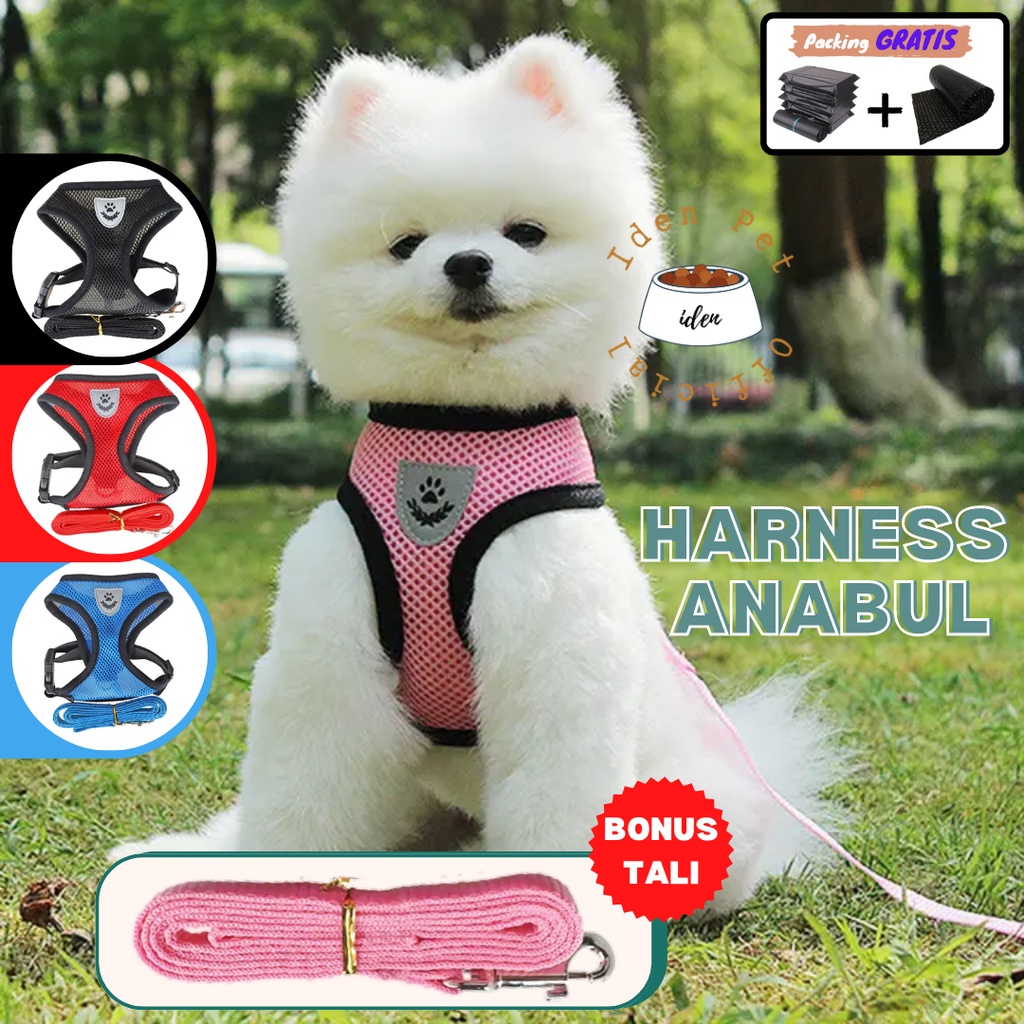 Harness Kucing Tali Tuntun Rompi Anjing Kecil Hernes Anti Panas Cat Dog Harnes