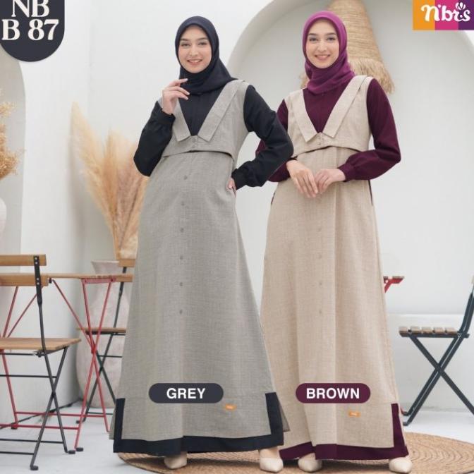 TERBARU NIBRAS NBRS GAMIS NB B87 GAMIS DEWASA PREMIUM BROWN GREY
