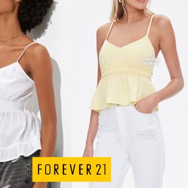 ▼ Banana Republic / Forever 21 Ruffle Babydoll Cotton Tank Top Spagetthi Straps Bodycon Sisa Export 