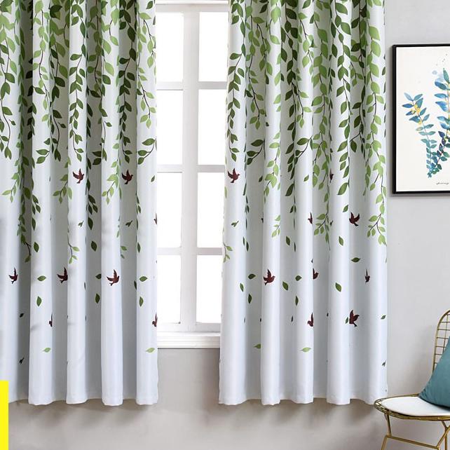 ☺ gorden pendek/Gorden Minimalis/ Tirai Jendela Minimalis/ Gorden Blackout Hijau Daun ✥