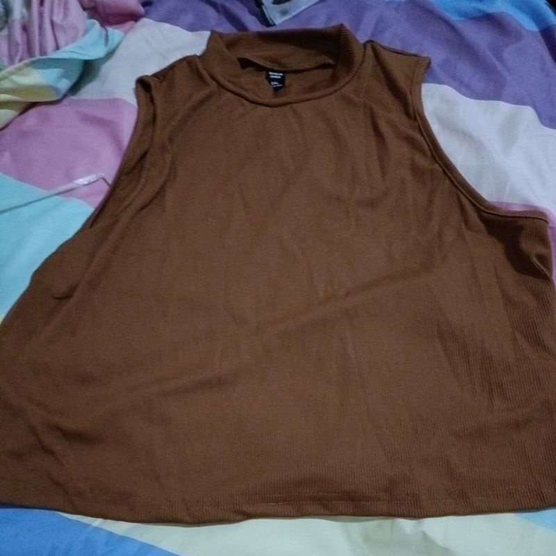 Tank top jumbo warna coklat SHEIN