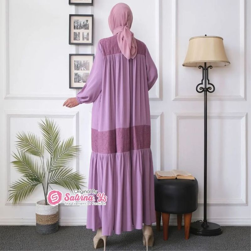 Gamis Midi by Salvina - Bahan Salima Crape Kombinasi Brukat