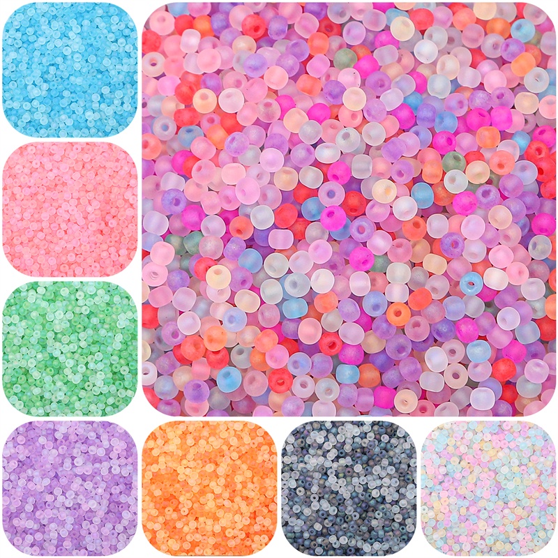 2mm 3mm 4mm Frosting Matte Seedbeads Seragam Putaran Spacer Beads Warna Pelangi Czech Bead Untuk Membuat Perhiasan Anting Kalung DIY