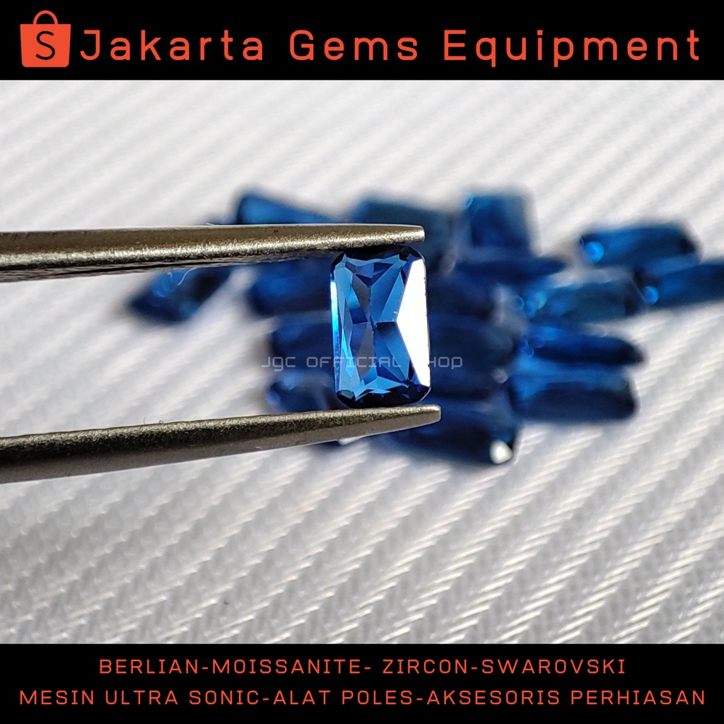 Batu Permata Zircon AAAAA - 3x5mm - Baguette - Blue Safir