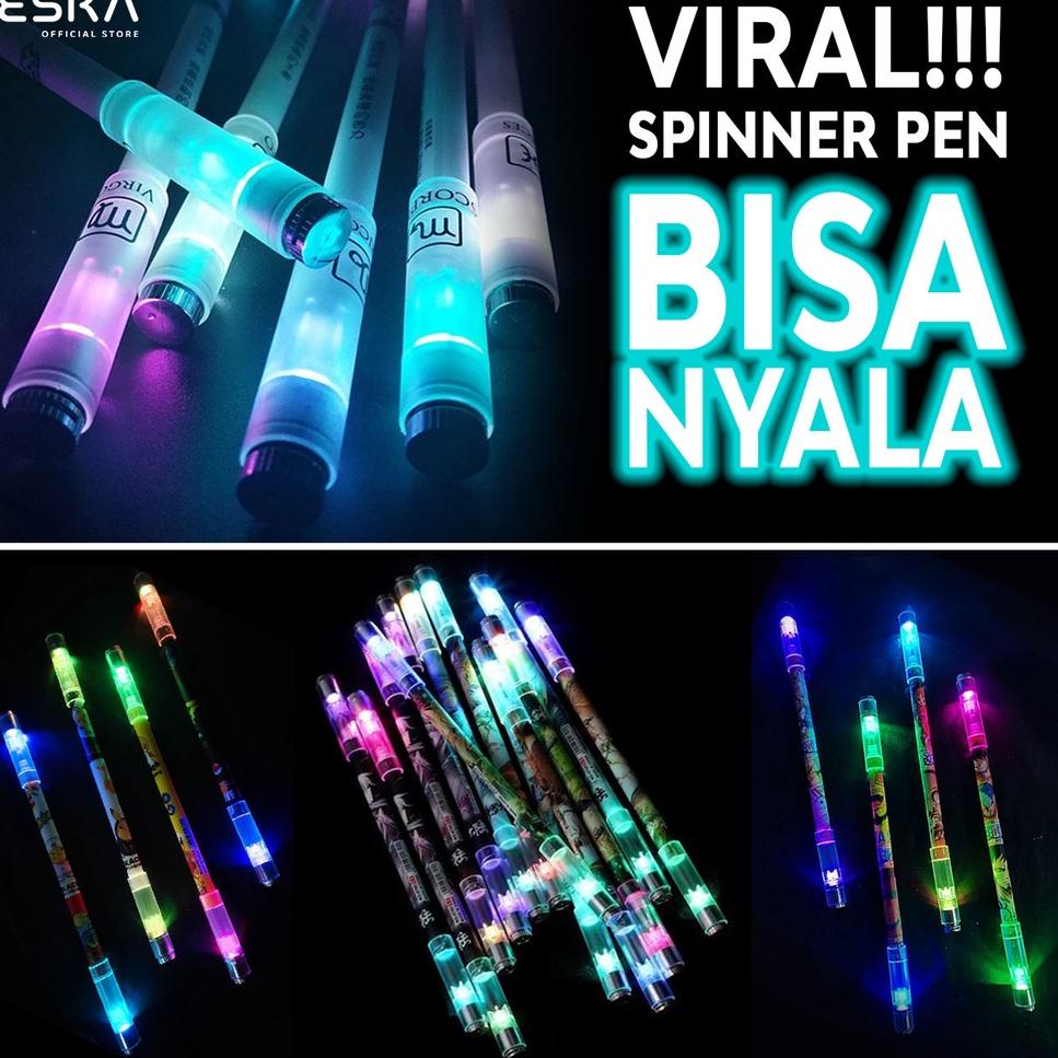 

G96 [DENGAN LED] Spinning pen pena spinner led balance anime lampu nyala polos spining rotasi berputar anti stress zodiac zhigao haikyuu demon slater HOT SALE ㅻ