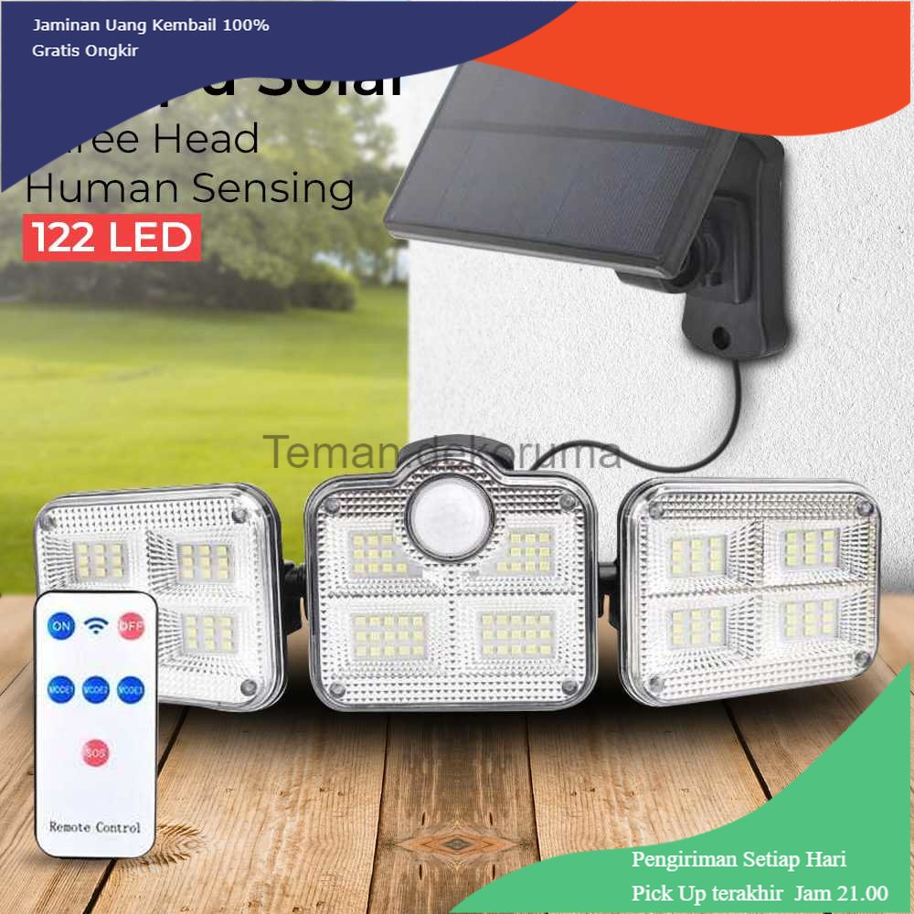 TD - LMP OOBEST Lampu Dinding Solar Double Sensor Three Head 122 LED Cool White - JD-2757A