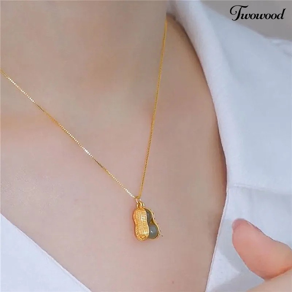 Twowood Wanita Kalung Gaya Cina Dainty Faux Jade Menguntungkan Awan Liontin Klavikula Kalung Perhiasan Aksesoris