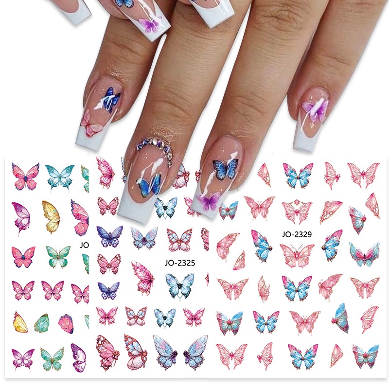 Stiker Nail Art 3D Garis Geometris Bunga