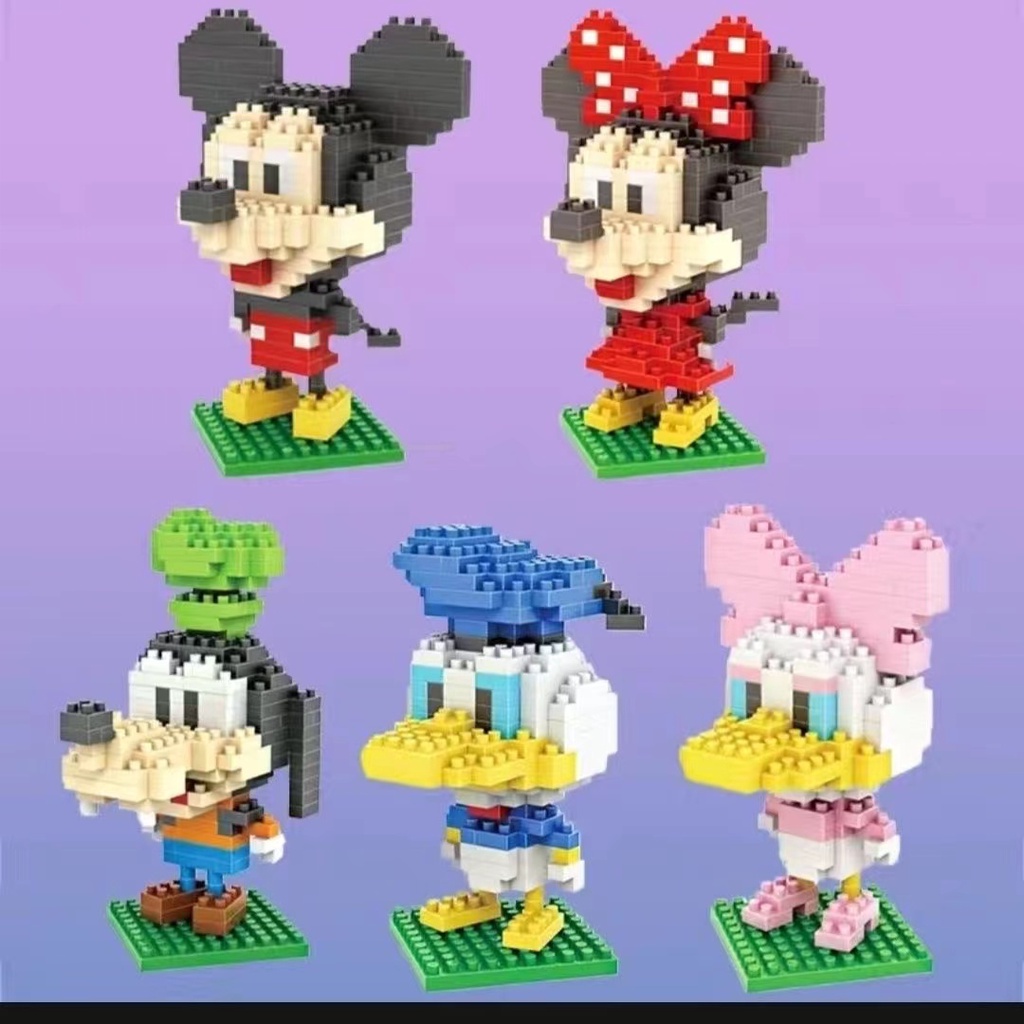 Mainan Blok Rakit Partikel Kecil Miniatur Kompatibel Dengan Lego Disney Mickey Mouse Donald Duck