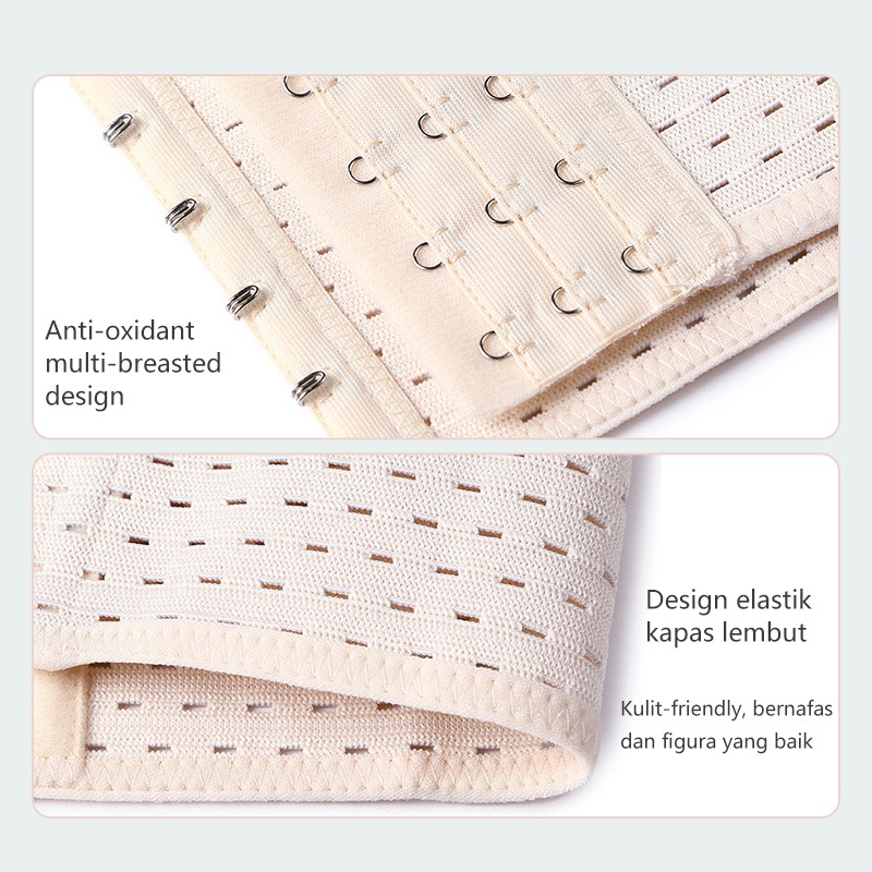 Korset Wanita Stagen Pengecil Perut Pasca Melahiran Pembentuk Membentuk Tubuh Pelangsing Pinggang Corset Gym 3 Baris 13 Pengait Yang Kuat