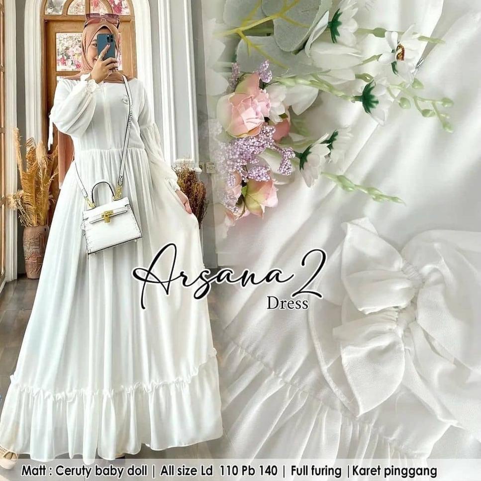 ➣ Arsana Dress/ gamis ceruty / gamis ceruty babydoll / gamis ceruty polos / gamis ceruty jumbo / dre