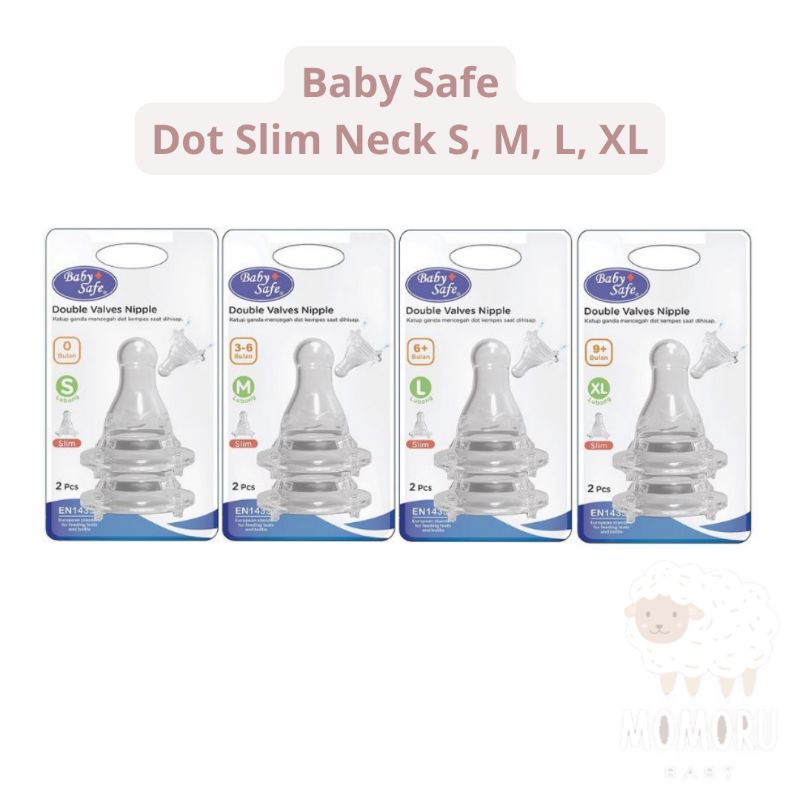 Baby Safe Dot Nipple Slim Neck Isi 2 Dot Botol Susu Bayi Babysafe