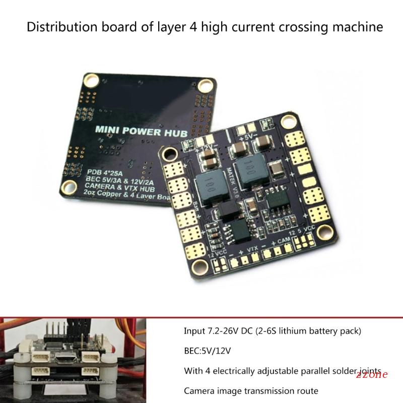 Zzz Power Distribution Board PDB Dengan BEC 5V &amp; 12V Untuk FPV QAV250 ZMR250 Multicopter