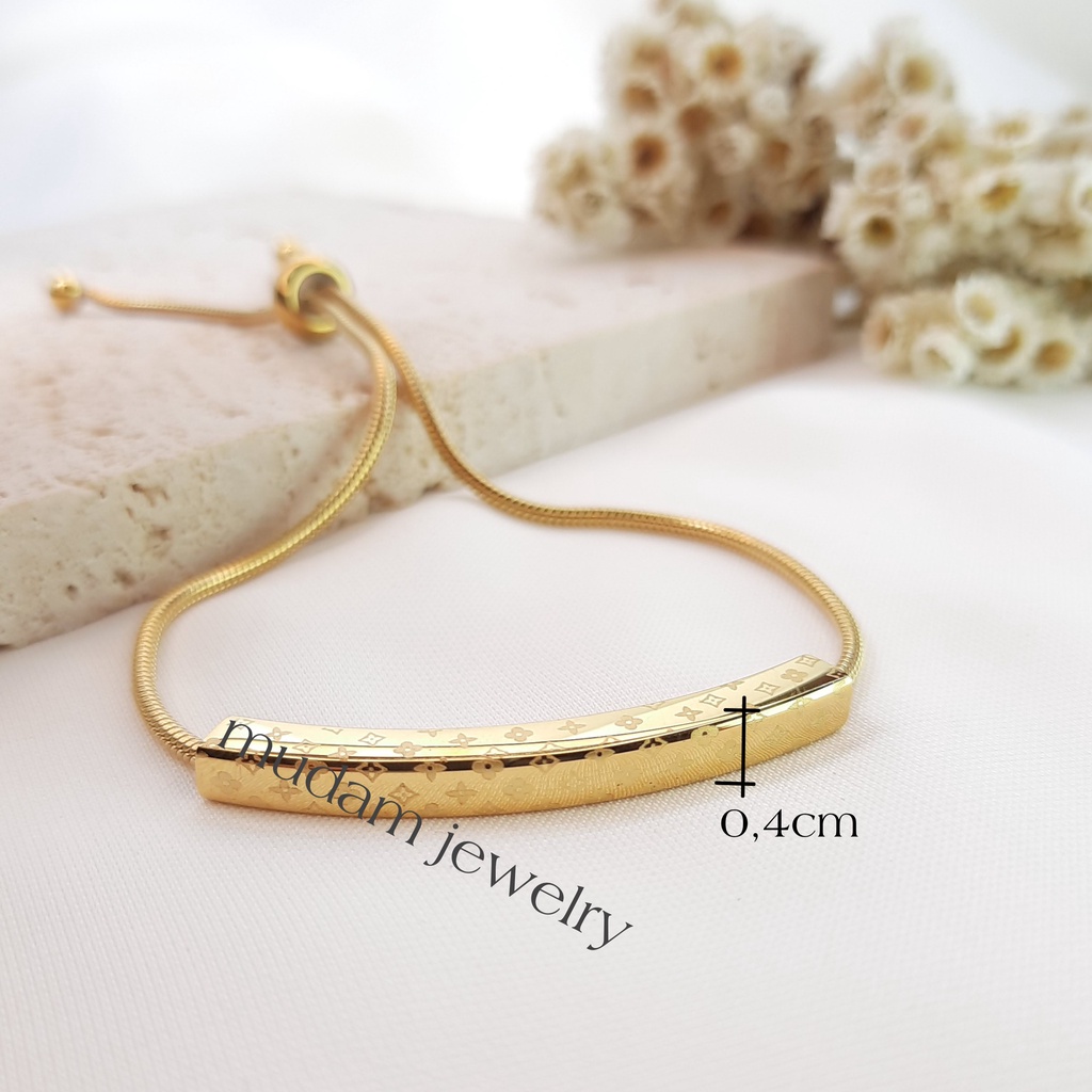 Gelang Serut  Model Smile L* Simple dan Elegan Tersedia Warna Rose Gold, Gold dan Silver