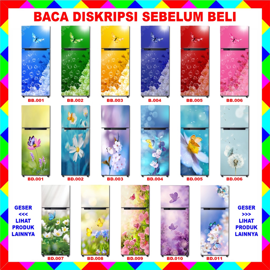 STIKER KULKAS 1 &amp; 2 PINTU, KOMPOR 2TUNGKU MOTIF BUNGA KUPU