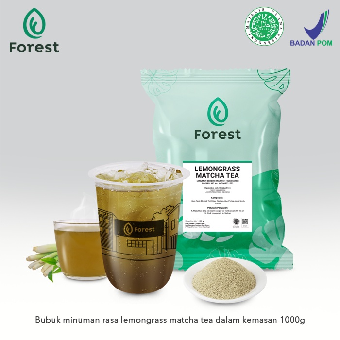 Bubuk Minuman LEMONGRASS MATCHA TEA Powder 1000 g - FOREST Bubble Drink