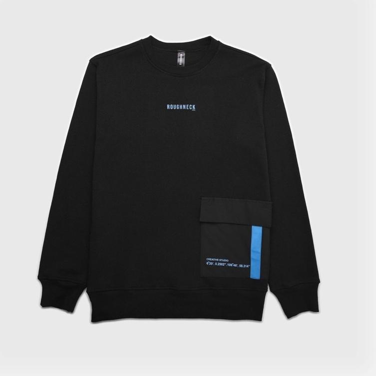 Roughneck SS224 Black Tactical Studio Cyan Crewneck / crewneck roughneck / sweater roughneck (KODE 6