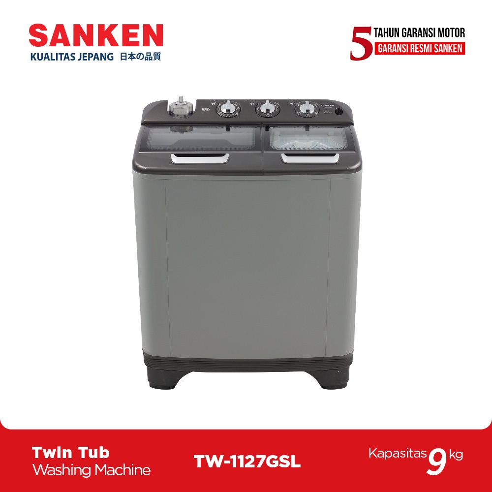 Sanken Mesin Cuci 2 Tabung 11KG  TW-1127GSL Premium Chrome Handle