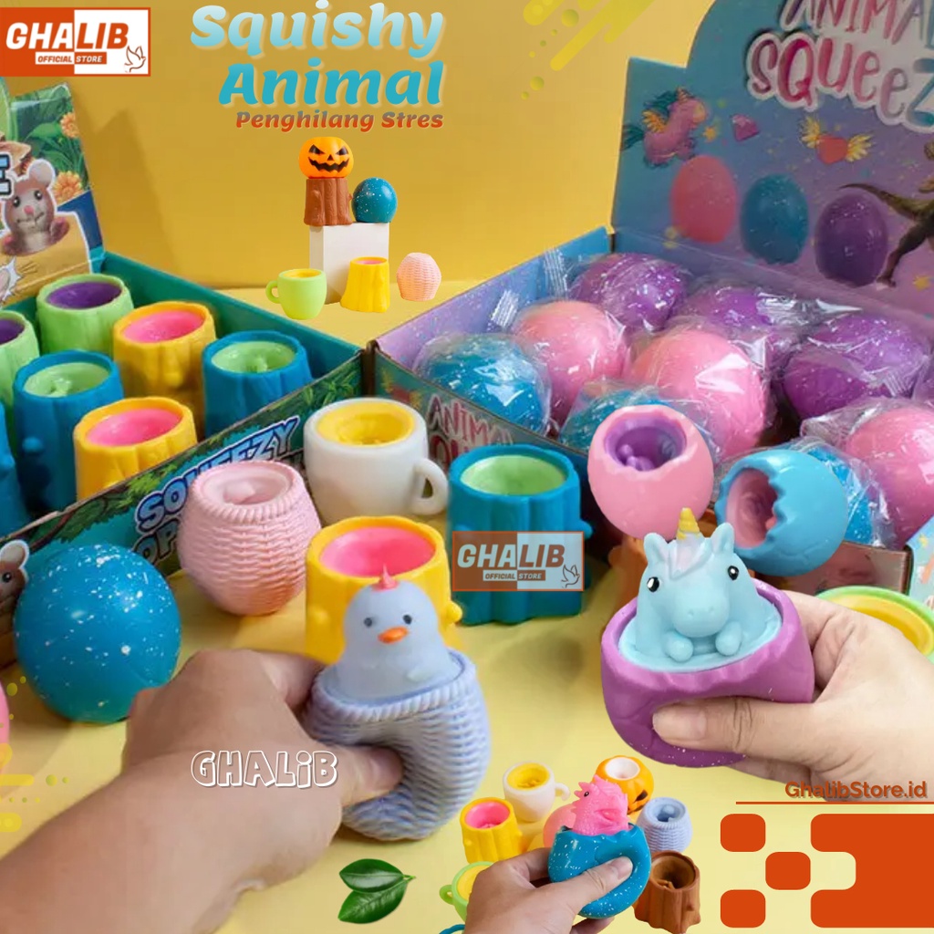 Squishy Tupai Gelas Cangkir Ayam Tupai Unicorn Harimau Sapi Squeeze Animal Kodok Frog Pikachuu Kuda 