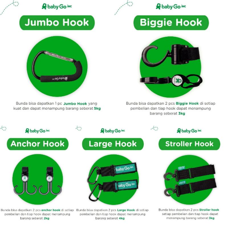 BabyGo Inc Stroller Hook / Large / Biggie / Jumbo Hang / Anchor / Universal Hooks Gantungan Cantolan Stroller