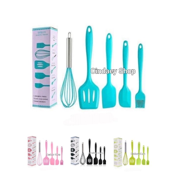 SPATULA SET 5 IN 1 PERALATAN MASAK 5 IN 1 KITCHEN TOOL SPATULA SILIKON