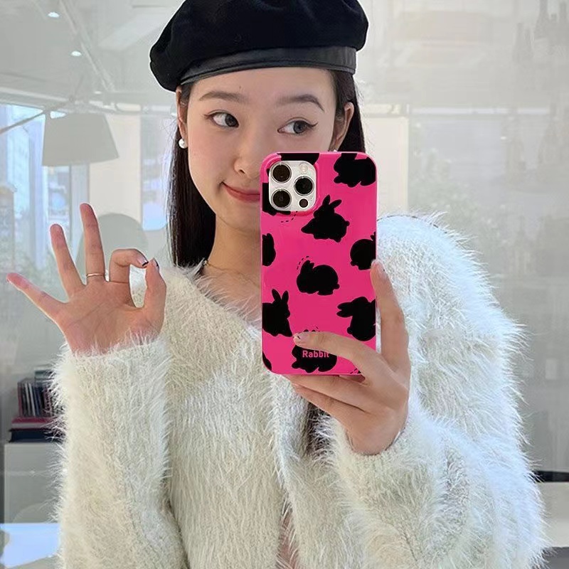 IPHONE Ins Pola Bayangan Kelinci Cocok Untuk Iphone14 14pro 14plus 13 13mini 13pro 13prm iPhone12 7Plus 8Plus Xr XS 13 12mini Pro Max Empat Sudut Casing Ponsel Tahan Guncangan
