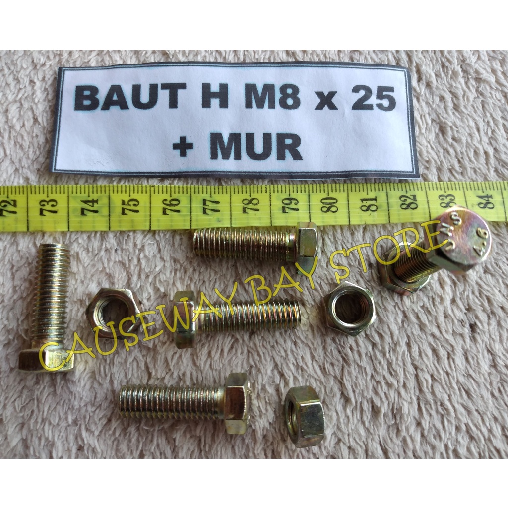 BAUT H M8 x 25 + MUR (1 SET)
