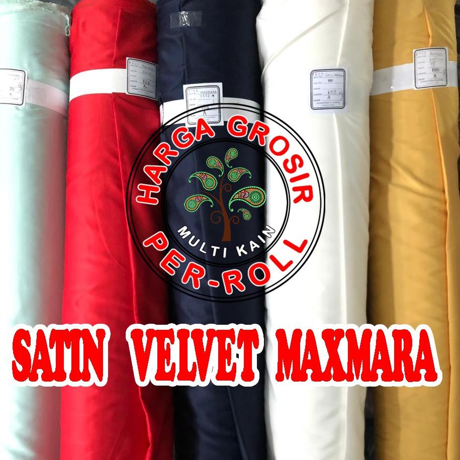 MENARIK Bahan Kain Satin saten Maxmara Velvet Polos bridesmaid Grosir 1 Roll 50 yard