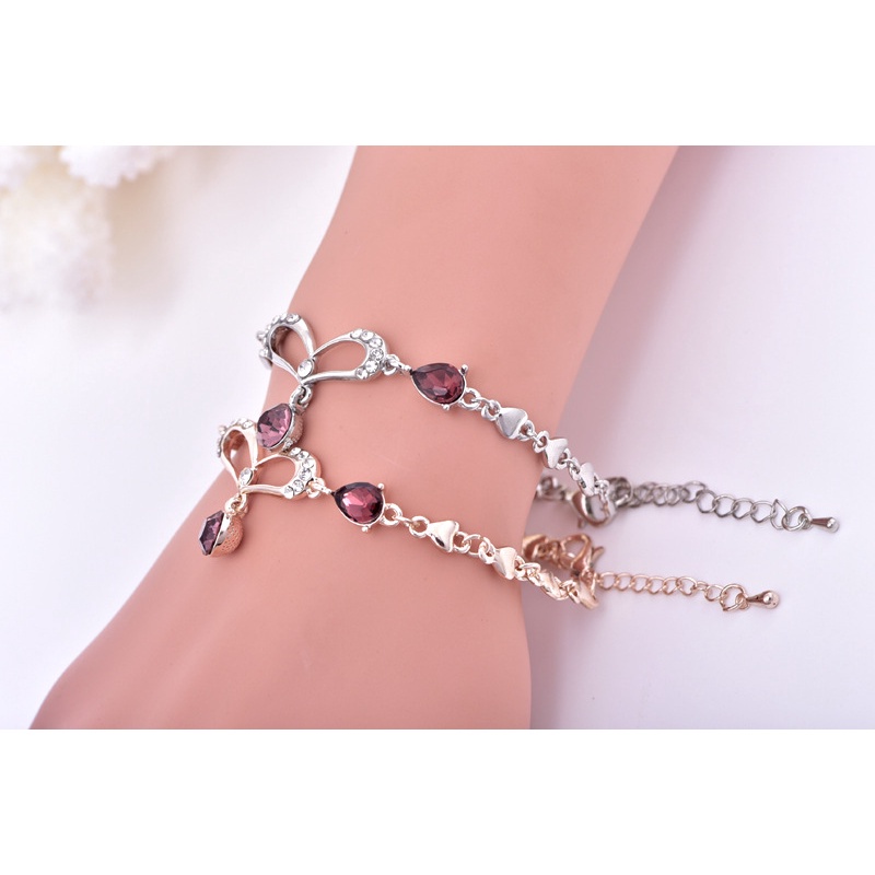 Gelang Warna Rose Gold | Gelang Manik-Manik Bentuk Hati | Aksesoris Wanita | Sendok Garpu Bahan Stainless Steel