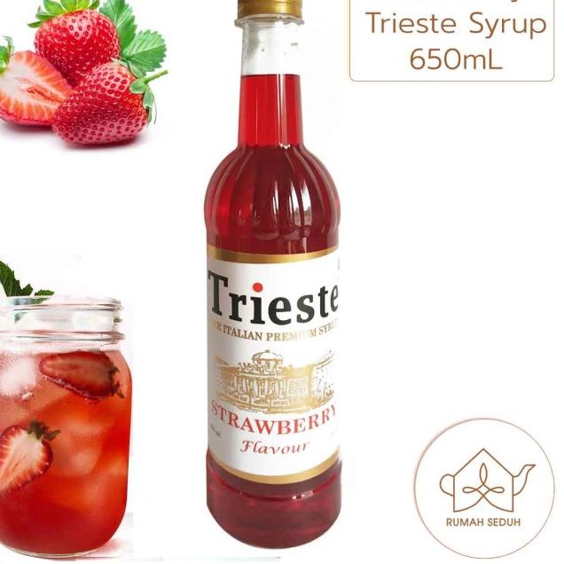 

♕ 650mL Sirup Strawberry merk Trieste - Sirup Stroberi ☁