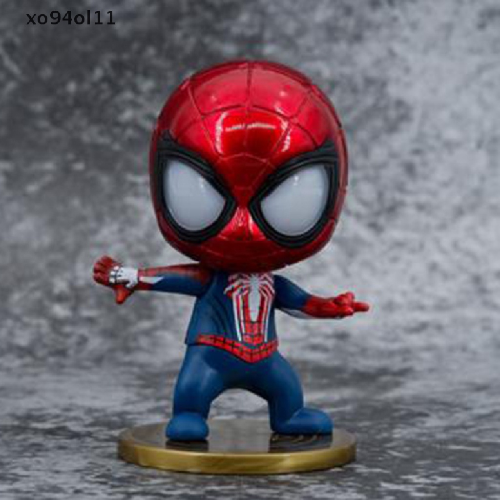 Xo Marvel Spider Man Anime 1Pcs Q Versi Super Spider-Man Boneka Mobil Dekorasi Pvc 9-18 cm Kawaii Model Mainan OL