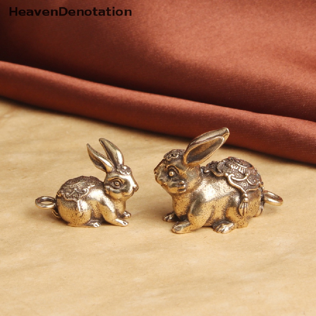 [HeavenDenotation] Lucu Mini Kuningan Kelinci Ornamen Dekorasi Rabbit Pendant Hewan Kecil Miniatur Ornamen Kreatif Retro Liontin Meja Hias HDV